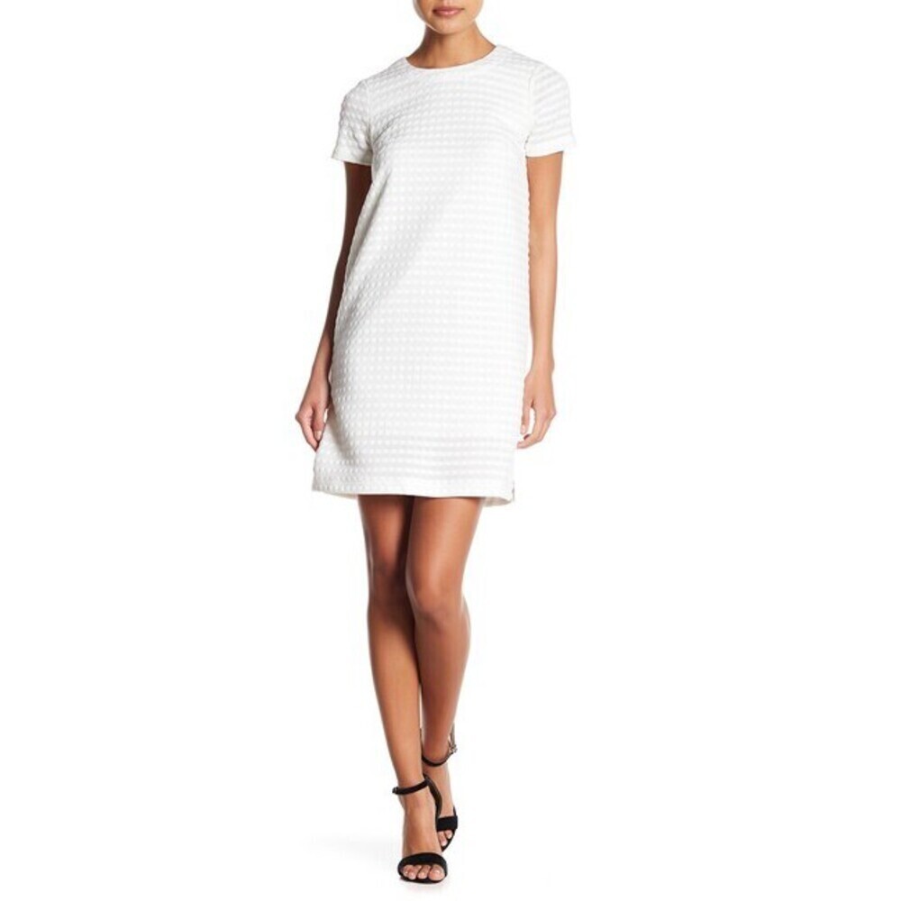 London Times Women's Short Sleeve Shift Dress White Size Petite 6P $169